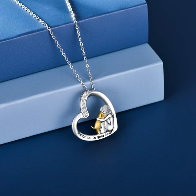 925 Sterling Silver Necklace – Heart & Dog Design with Zirconia - emmy-rae-jewels.com