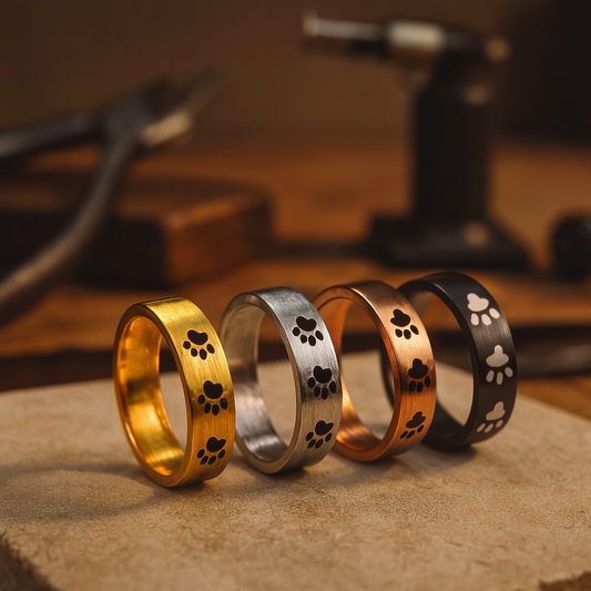 Handcrafted Paw Print Ring in Stainless Steel - emmy-rae-jewels.com