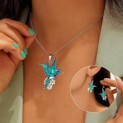 Beautiful Hummingbird Necklace with Bonus Earrings – Limited Time Offer - emmy-rae-jewels.com