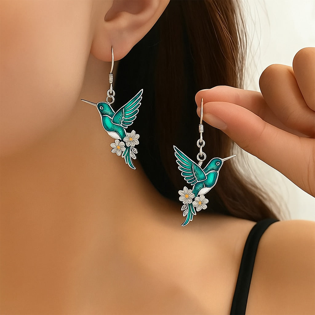 Beautiful Hummingbird Necklace with Bonus Earrings – Limited Time Offer - emmy-rae-jewels.com