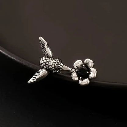 Hummingbird and Flower Open Ring - emmy-rae-jewels.com