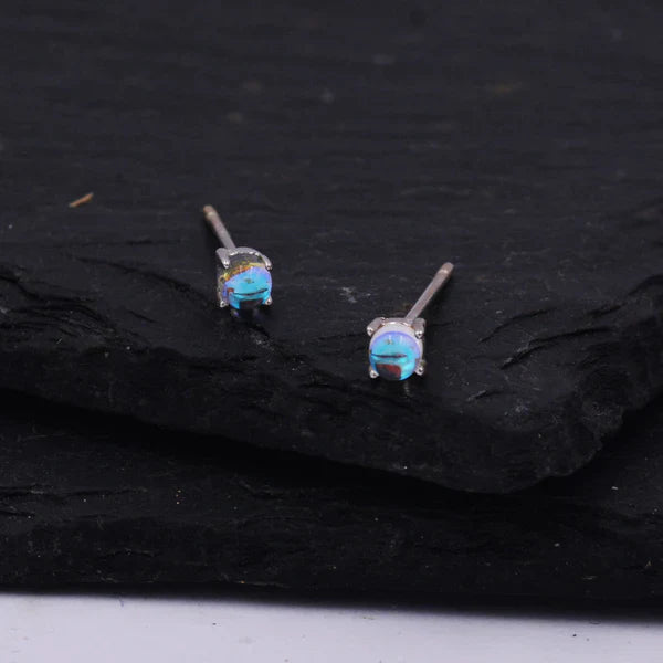 Sterling Silver Mermaid Crystal Tiny Stud Earrings - emmy-rae-jewels.com