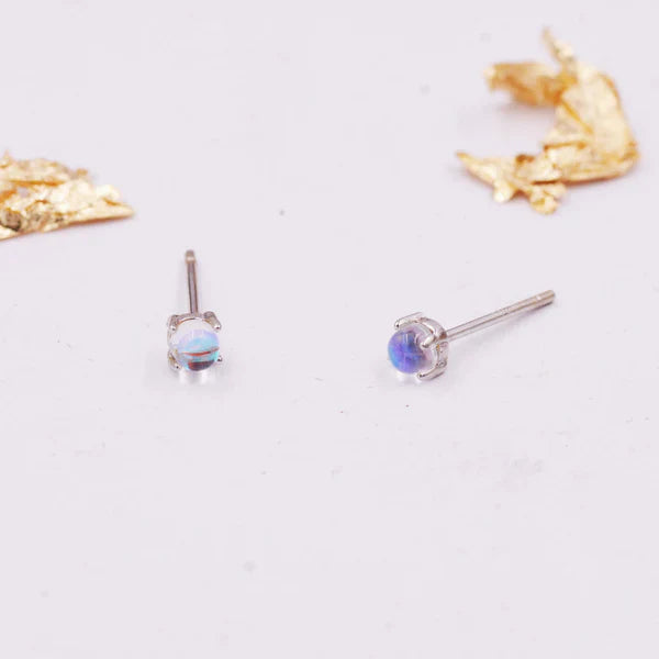 Sterling Silver Mermaid Crystal Tiny Stud Earrings - emmy-rae-jewels.com