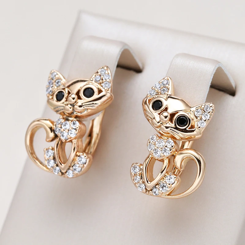 Elegant Kitten Earrings in Gold - emmy-rae-jewels.com