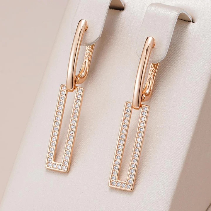 Elegant Rectangular Hollow Earrings in Gold - emmy-rae-jewels.com