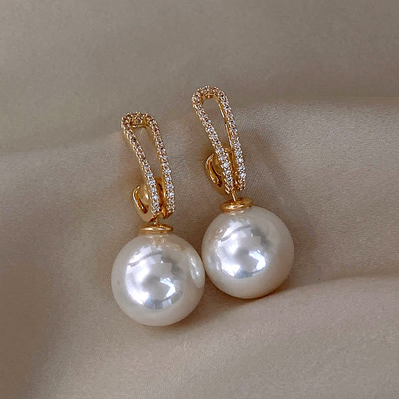 Elegant Pearl Earrings with Zirconias - emmy-rae-jewels.com