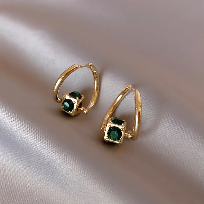 Elegant Green Earrings in Gold - emmy-rae-jewels.com
