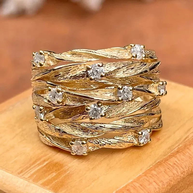 Vintage Golden Zirconia Ring - emmy-rae-jewels.com