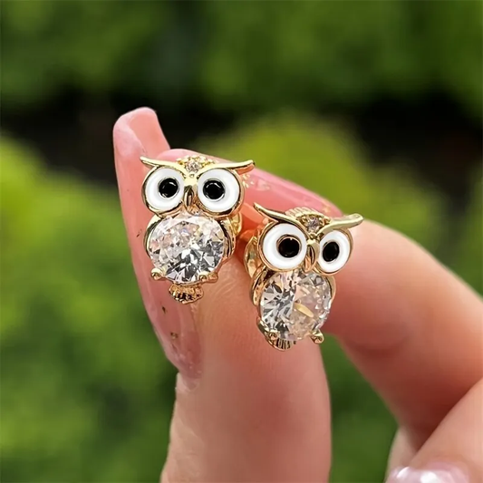 Vintage Crystal Owl Earrings - emmy-rae-jewels.com