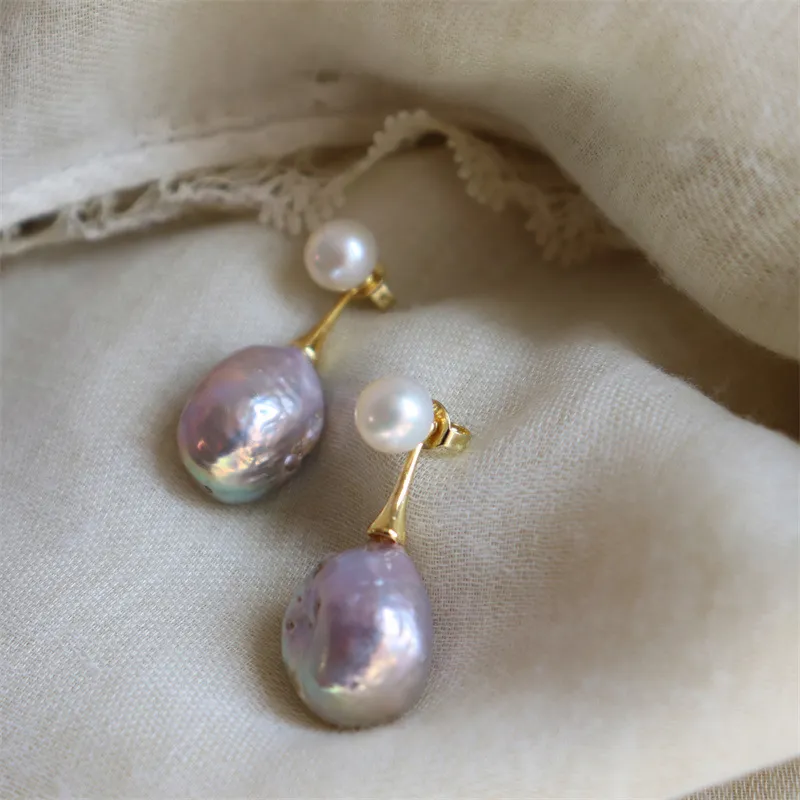Elegant Lilac Pearl Earrings - emmy-rae-jewels.com