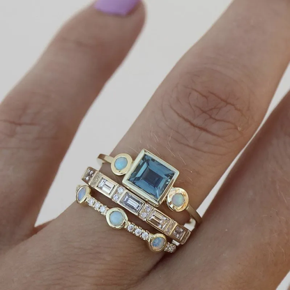 Vintage Blue Crystal Ring Set - emmy-rae-jewels.com