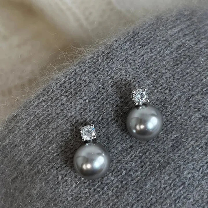 Elegant Black Pearl Zirconia Earrings - emmy-rae-jewels.com