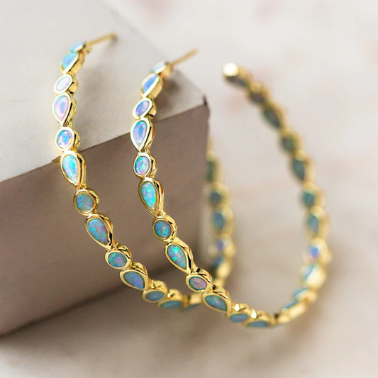 Vintage Golden Circle Opal Earrings - emmy-rae-jewels.com
