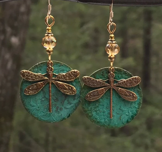Vintage Dragonfly Golden Earrings - emmy-rae-jewels.com