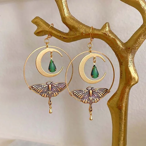 Vintage Golden Moon Dragonfly Earrings - emmy-rae-jewels.com