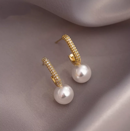 Elegant Bright Golden Pearl Earrings - emmy-rae-jewels.com