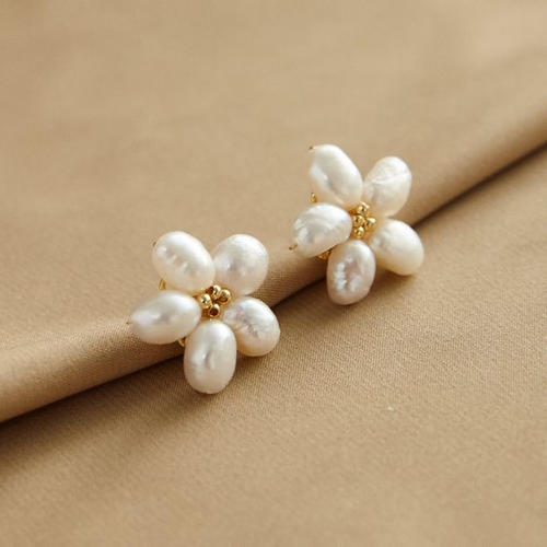 Elegant White Petal Pearl Earrings - emmy-rae-jewels.com