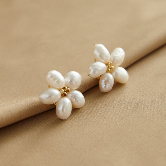 Elegant White Petal Pearl Earrings - emmy-rae-jewels.com