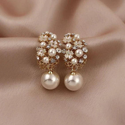 Elegant Flower Pearl Earrings - emmy-rae-jewels.com