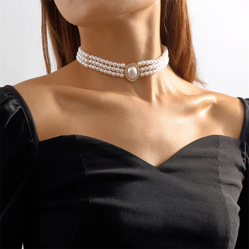 Elegant Triple Pearl Necklace - emmy-rae-jewels.com