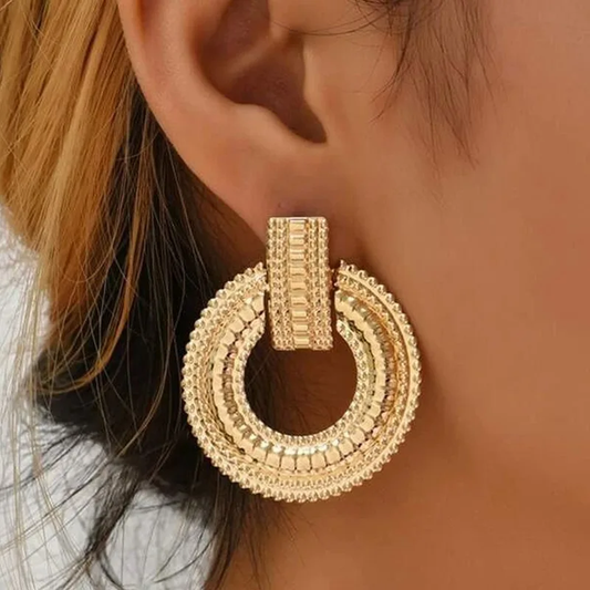 Elegant Golden Hollow Mandala Earrings - emmy-rae-jewels.com