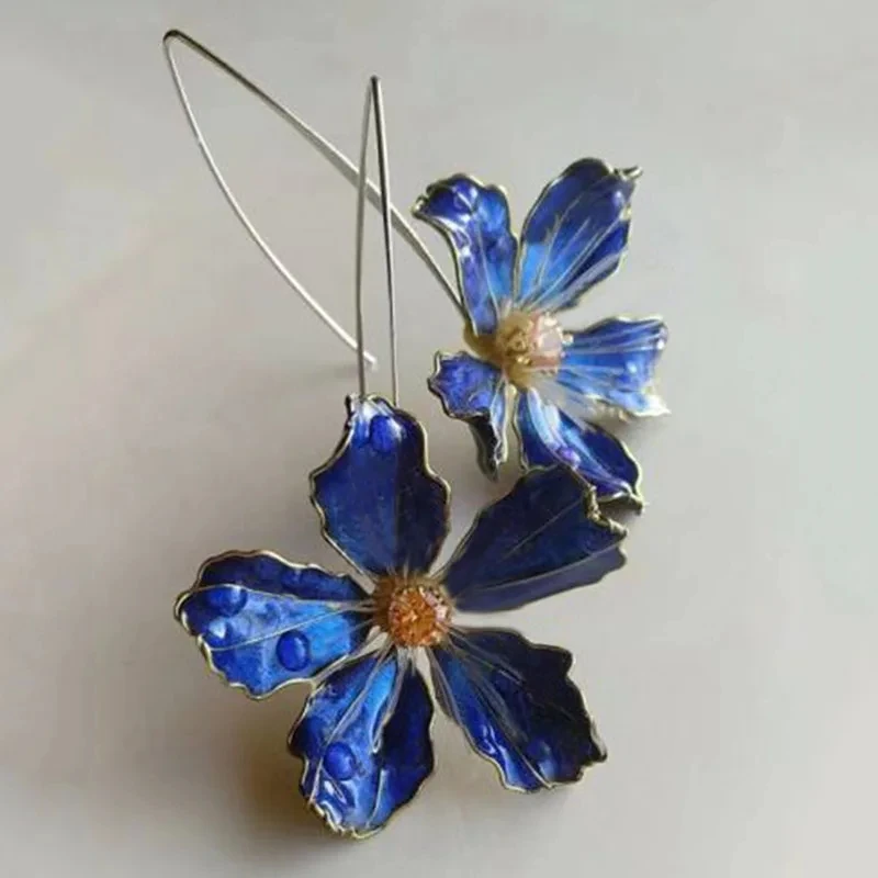 Blue Vintage Flower Earrings - emmy-rae-jewels.com