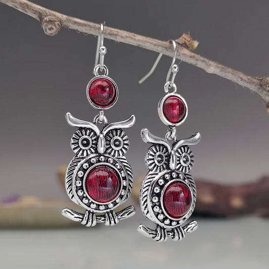 Vintage Red Owl Earrings - emmy-rae-jewels.com