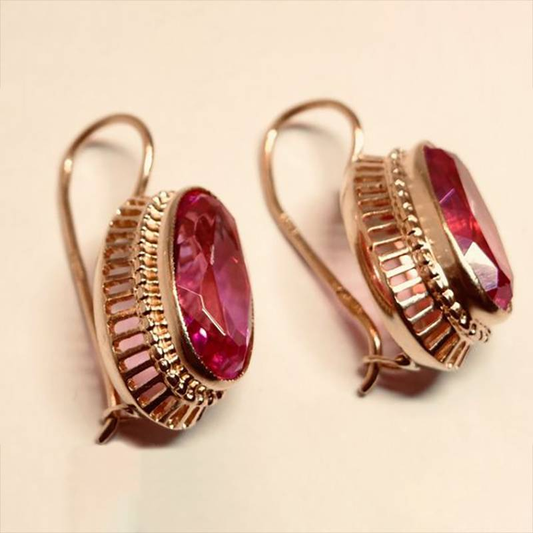 Vintage Red Crystal Rose Gold Earrings - emmy-rae-jewels.com