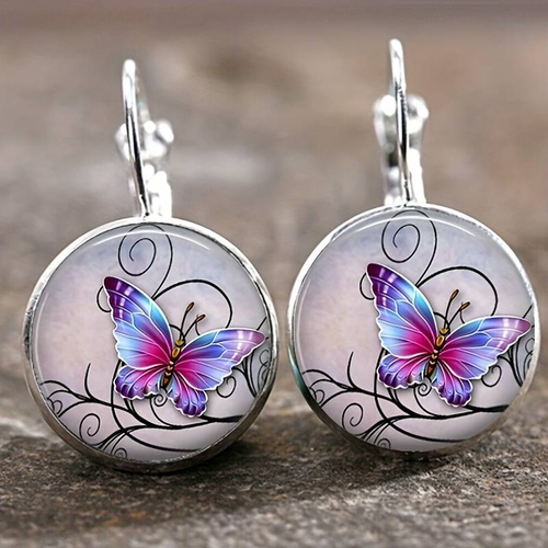 Vintage Rounded Crystal Butterfly Earrings - emmy-rae-jewels.com