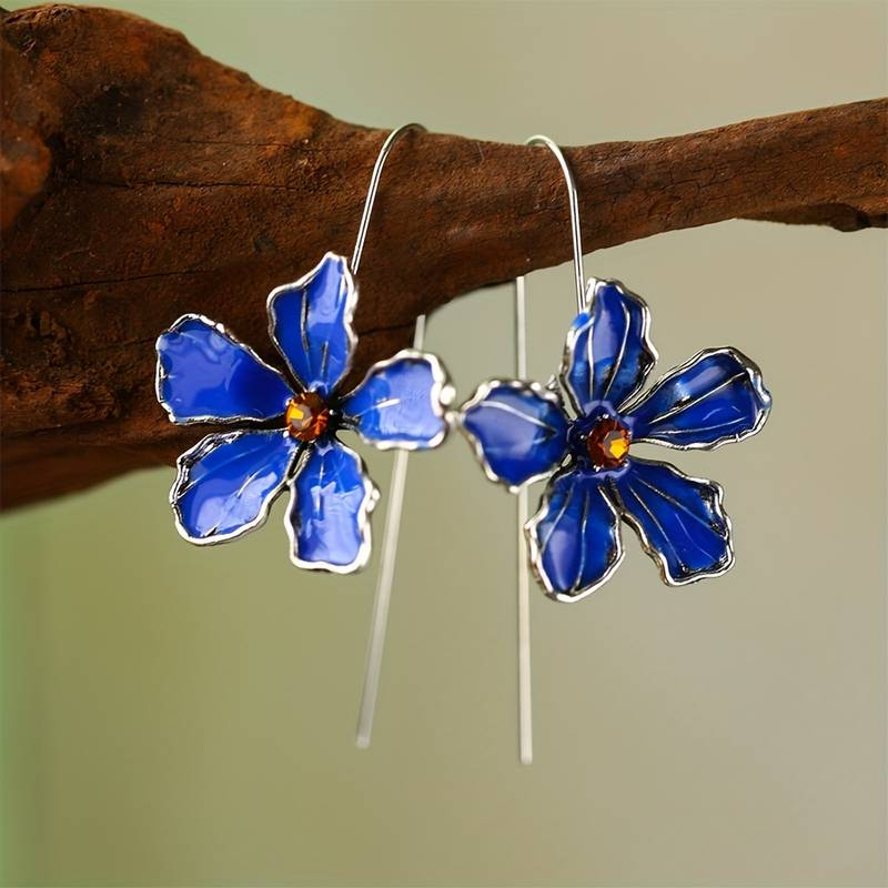 Blue Vintage Flower Earrings - emmy-rae-jewels.com