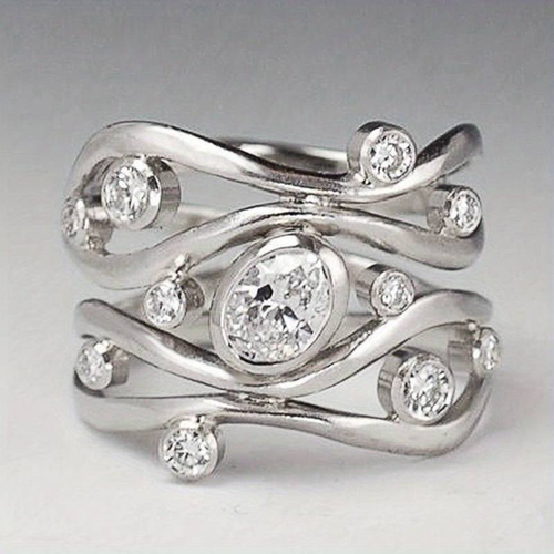 Vintage Silver & Zirconia Irregular Ring - emmy-rae-jewels.com