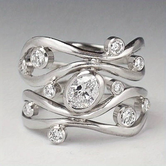 Vintage Silver & Zirconia Irregular Ring - emmy-rae-jewels.com