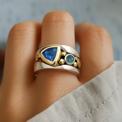 Vintage Blue Crystal Ring - emmy-rae-jewels.com