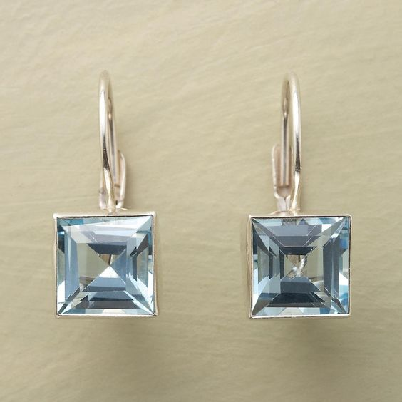 Vintage Blue Cubic Glass Earrings - emmy-rae-jewels.com