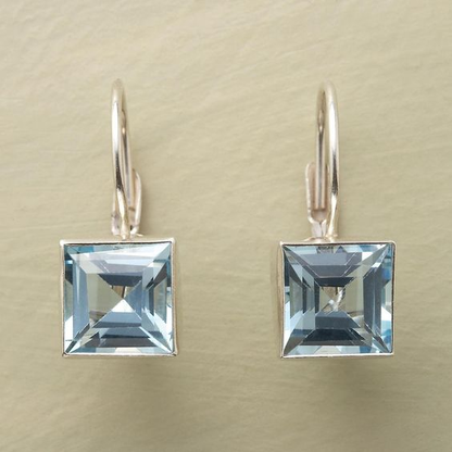 Vintage Blue Cubic Glass Earrings - emmy-rae-jewels.com