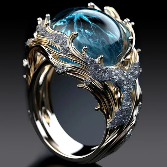 Vintage Ocean Crystal Ring - emmy-rae-jewels.com