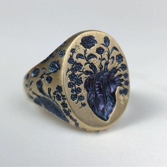 Vintage Blue Flower Gold Ring - emmy-rae-jewels.com