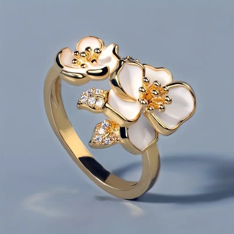 White Blossom Gold Ring - emmy-rae-jewels.com