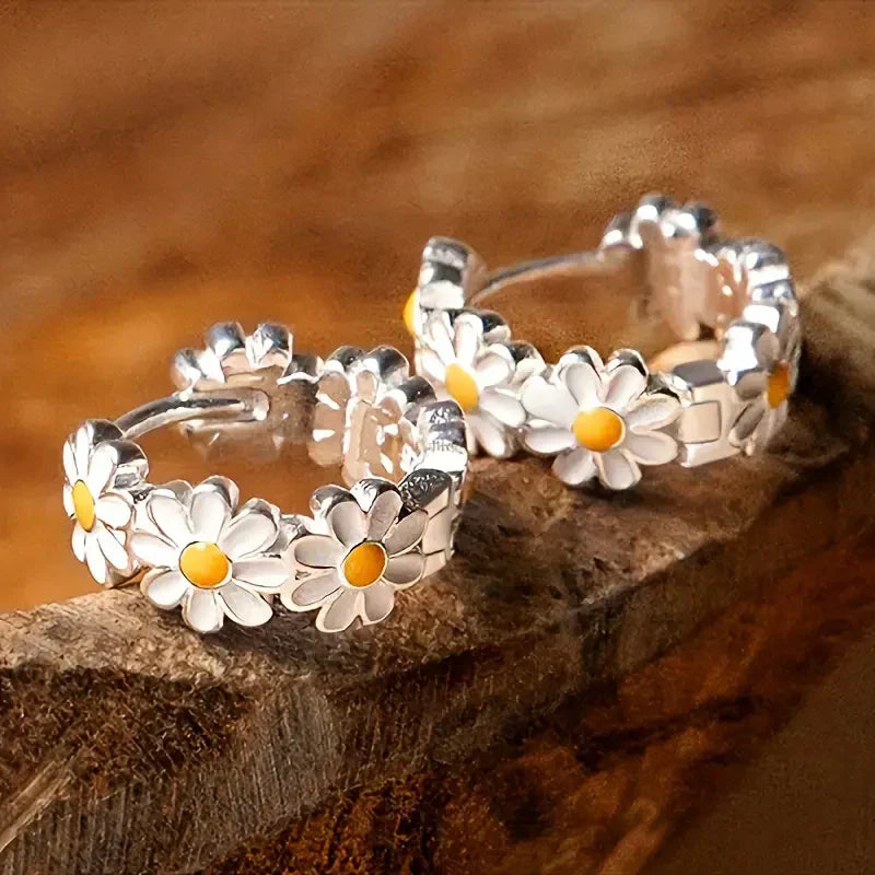 Elegant Daisy Hoop Earrings - emmy-rae-jewels.com