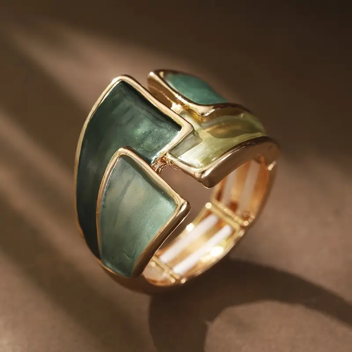 Green Enamel Gold Ring - emmy-rae-jewels.com