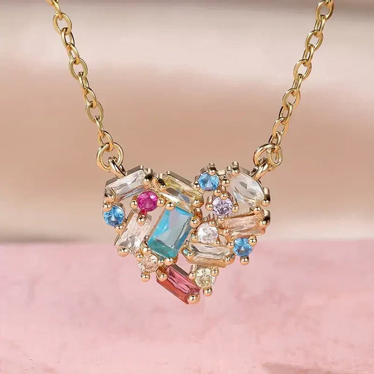 Colorful Gleam Heart Necklace - emmy-rae-jewels.com