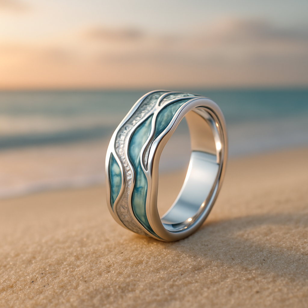 Turquoise Silvered Waves Ring - emmy-rae-jewels.com