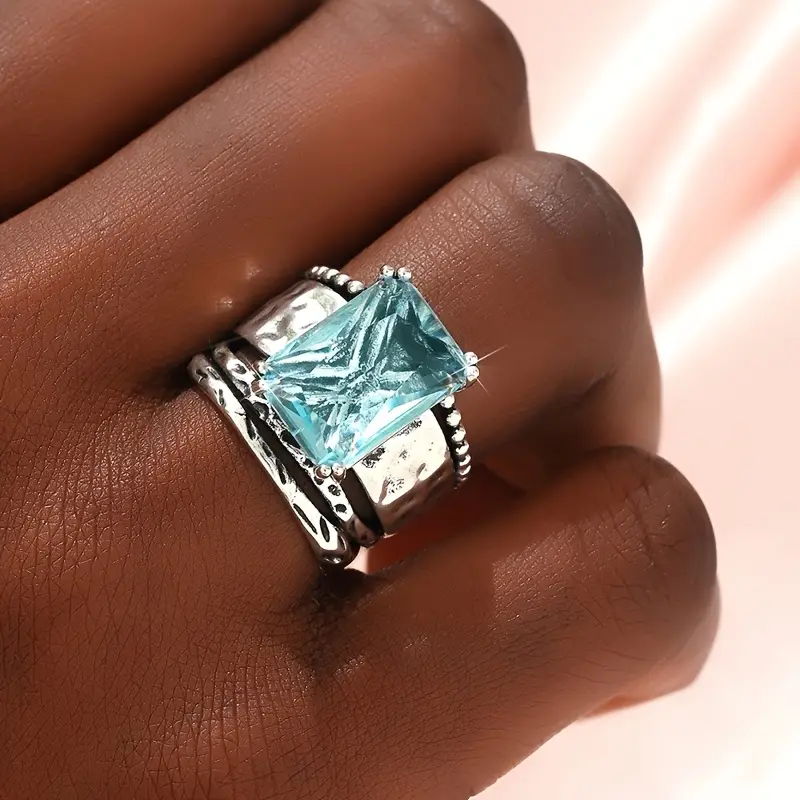 Ocean Glass Silvered Ring - emmy-rae-jewels.com