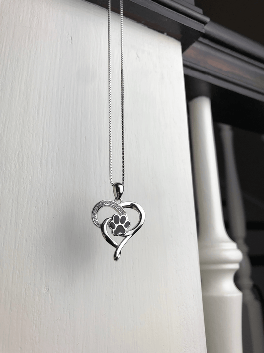 Stainless Steel Infinity Necklace with Heart & Paw - emmy-rae-jewels.com