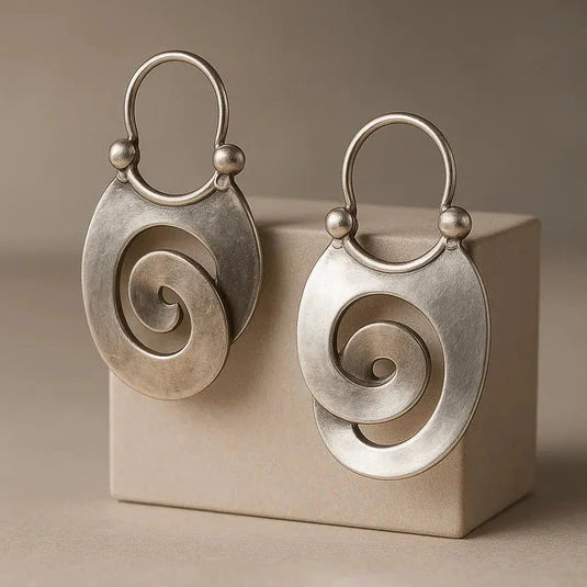 Vintage Irregular Silver Earrings