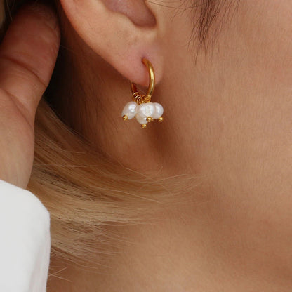 Gold Hoop Earrings with Pearls
