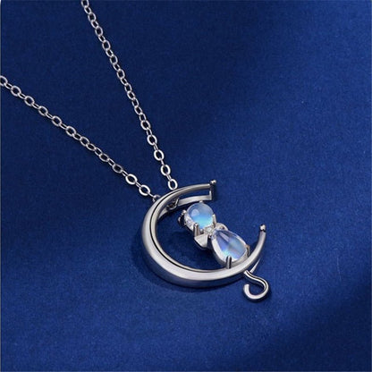 Moonstone Crescent Cat Necklace - emmy-rae-jewels.com