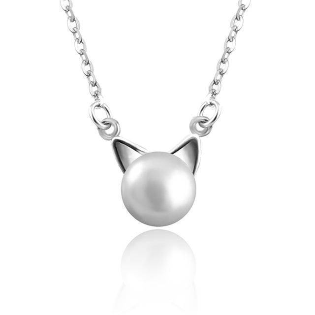 Beautiful Pearl Cat Necklace with Bonus Earrings + Ring - emmy-rae-jewels.com