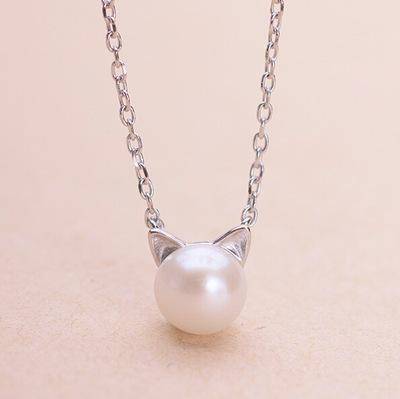 Beautiful Pearl Cat Necklace with Bonus Earrings + Ring - emmy-rae-jewels.com
