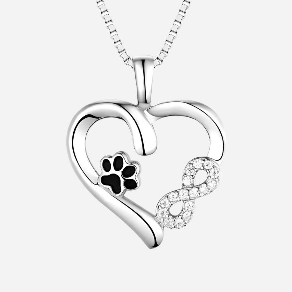 Paw and Heart Necklace with Infinity Charm - emmy-rae-jewels.com